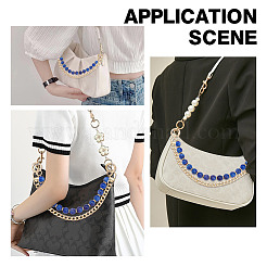 2Pcs 2 Styles 14mm Blue Round Resin Imitation Gemstone Beaded Bag Decorative Chains & Iron Curb Chain Short Bag Straps Sets&nbsp;PURS-AR0001-05