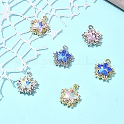 6Pcs 6 Colors Rack Plating Alloy with Rhinestone Pendants&nbsp;FIND-FS0002-54