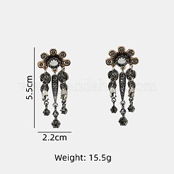 Alloy & Jet Rhinestone Stud Dangle Earrings&nbsp;WG63AC8-01
