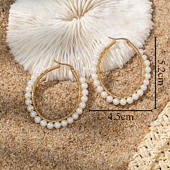 Chic Beach Style Oval 201 Stainless Steel Hoop Earrings&nbsp;GD7947