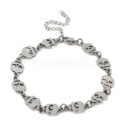304 Stainless Steel Skull Link Bracelets for Men & Women&nbsp;BJEW-D042-25P