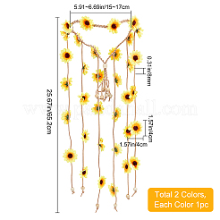 2Pcs 2 Colors Cloth Sunflower Hippie Headband Floral Crown&nbsp;OHAR-CP0001-15