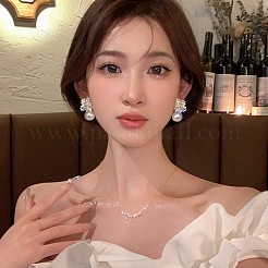 Snowflake with Round Alloy Crystal Rhinestone Dangle Stud Earrings&nbsp;FS-WGD1A25-01