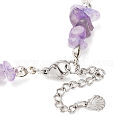 Natural Amethyst Chip Beads Bracelets & Necklaces Sets&nbsp;SJEW-JS01357-01