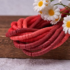 10 Strands 3 Colors Flat Round Handmade Polymer Clay Beads&nbsp;CLAY-SZ0002-03B