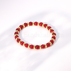 Mother's Day Natural Red Malaysia Jade Round Beads Stretch Bracelets for Women&nbsp;GC5847