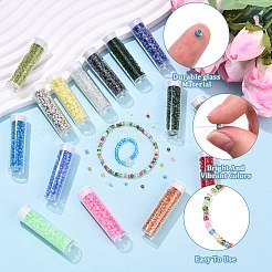 120G 15 Colors DIY Round Glass Seed Beads Bracelets Making Kits&nbsp;SEED-YW0003-14