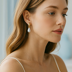 6 Pairs 2 Colors Resin Imitation Pearl Dangle Stud Earrings&nbsp;EJEW-GO0003-19