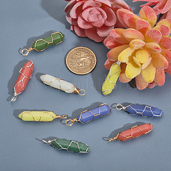 10Pcs 10 Colors Synthetic Luminous Stone Double Terminal Pointed Dyed Pendants&nbsp;G-CA0001-71