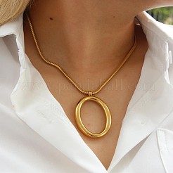 Oval 304 Stainless Steel Pendant Necklaces&nbsp;FS-WGA5132-05