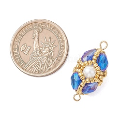 Glass Beaded Oval Connector Charms&nbsp;PALLOY-MZ01233-02