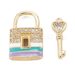Brass Micro Pave Clear Cubic Zirconia Pendants&nbsp;KK-K255-19G