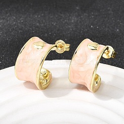 C-Shaped Brass Enamel Stud Earrings&nbsp;EJEW-P333-07G