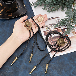 2Pcs 2 Style Wolf Head & Flat Round with Ox-head Laria Necklaces for Men Women&nbsp;NJEW-GF0001-05
