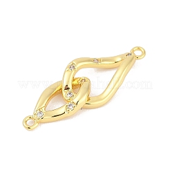 Brass Clear Cubic Zirconia Connector Charms&nbsp;KK-M311-09G