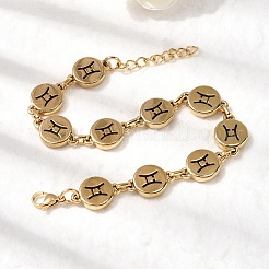 12 Constellations 304 Stainless Steel Link Chain Bracelets&nbsp;BJEW-I239-01G-09