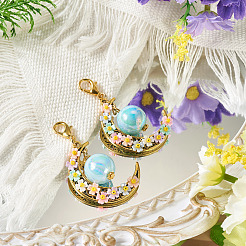 2Pcs Acrylic & Resin Imitation Pearl & Alloy Pendant Decorations&nbsp;HJEW-TAC0114