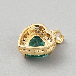 Brass Micro Pave Cubic Zirconia Pendants&nbsp;KK-CJC0014-06