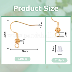 110Pcs Brass Round Beaded Earring Hooks&nbsp;KK-HS0001-74