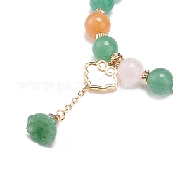 Natural Red & Green Aventurine & Rose Quartz Round Beaded Stretch Bracelets Set&nbsp;BJEW-JB09012