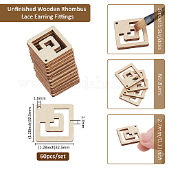60Pcs Wood Pendants&nbsp;WOOD-FH0002-30A