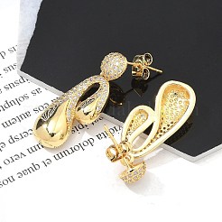 Rack Plating Brass Micro Pave Clear Cubic Zirconia Stud Earrings for Women&nbsp;EJEW-C125-21D-G