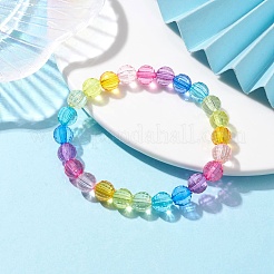 7.5mm Faceted Round Transparent Acrylic Beaded Stretch Bracelets&nbsp;BJEW-JB10249-01