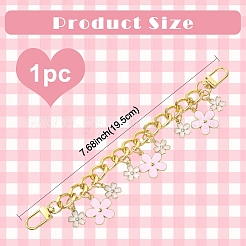 Alloy Pink Enamel Flower Charm Bag Decorative Chains&nbsp;FIND-YWC0005-08