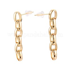Brass Oval Dangle Stud Earrings&nbsp;KK-T071-18G-03