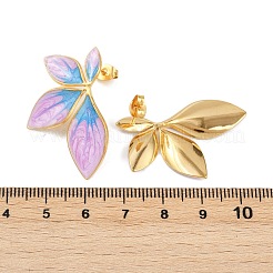 304 Stainless Steel Leaf Stud Earrings&nbsp;EJEW-V014-01G-02
