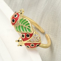 Brass Micro Pave Cubic Zirconia Cuff Rings for Women&nbsp;RJEW-F196-01G