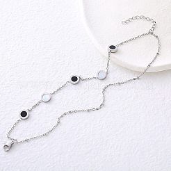Minimalist black and white stainless steel layered bracelet for women&nbsp;BN6339