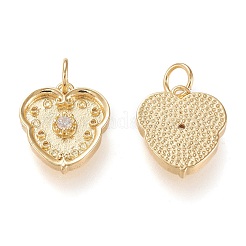 Brass Micro Pave Clear Cubic Zirconia Charms&nbsp;ZIRC-K086-08G