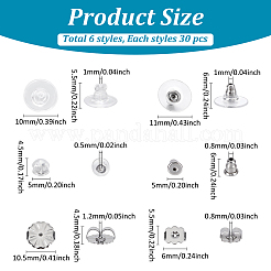 6 Styles 304 Stainless Steel & Silicone & 316 Surgical Stainless Steel Ear Nuts&nbsp;STAS-ME0001-01