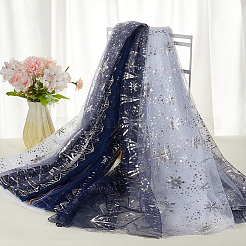 Polyester Snowflake Pattern Gauze Stained Silver Fabric&nbsp;AJEW-WH0314-911B