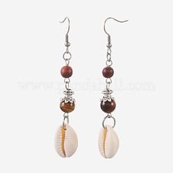 Round Natural Mixed Stone Dangle Earrings&nbsp;EJEW-JE02911