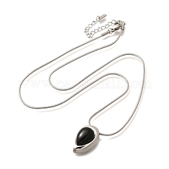 Natural Black Onyx(Dyed & Heated) Teardrop Pendant Necklaces&nbsp;NJEW-C065-01P