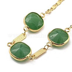 Faceted Square Glass Beaded Bib Neckalces&nbsp;NJEW-R263-12G