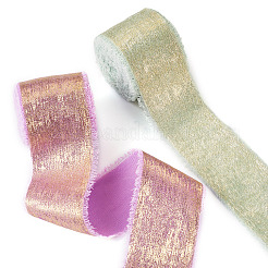 2 Rolls 2 Colors Polyester Frayed Ribbon&nbsp;OCOR-TA0002-05