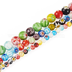3 Strands 3 Styles Handmade Millefiori Glass Round Bead Strands&nbsp;LAMP-TA0002-68