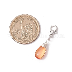 Wire Wrapped Glass Teardrop Pendant Decorations&nbsp;HJEW-JM02974-01