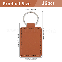 16Pcs Rectangle PU Leather Keychains&nbsp;KEYC-DC0001-45B