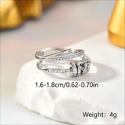 Brass Micro Pave Cubic Zirconia Cuff Open Rings for Women&nbsp;QG3982-2