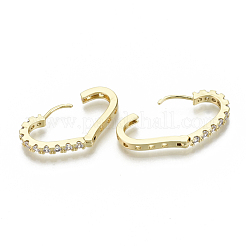 Brass Micro Pave Clear Cubic Zirconia Huggie Hoop Earrings&nbsp;EJEW-S201-215G-NF