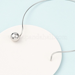 201 Stainless Steel Ball Charm Rigid Choker Necklaces for Women&nbsp;NJEW-Z098-05P