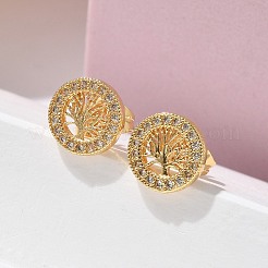 Brass Micro Pave Clear Cubic Zirconia Stud Earrings&nbsp;EJEW-D305-12G