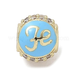 Real 18K Gold Plated Brass Micro Pave Cubic Zirconia Barrel European Beads&nbsp;KK-K368-19G