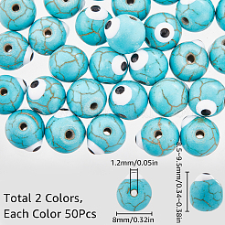 100Pcs 2 Colors Synthetic Turquoise Enamel Beads Strands&nbsp;G-SC0002-81