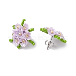 304 Stainless Steel Flower Stud Earrings&nbsp;EJEW-MZ00457-02