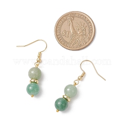 Round Natural Green Aventurine Dangle Earrings&nbsp;EJEW-JE06465